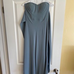 Jenny Yoo strapless bridesmaid dress - dusty blue